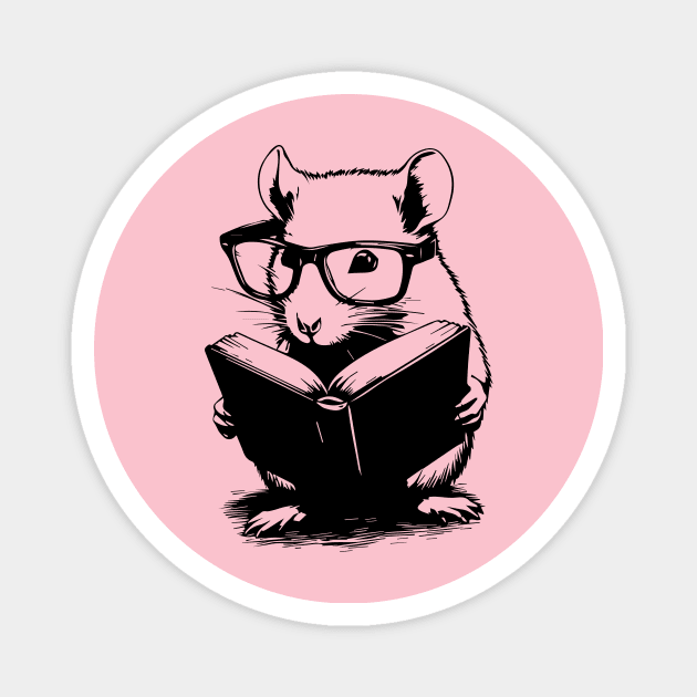 Rat Reading with Glasses Magnet by Md Abu Bakkar